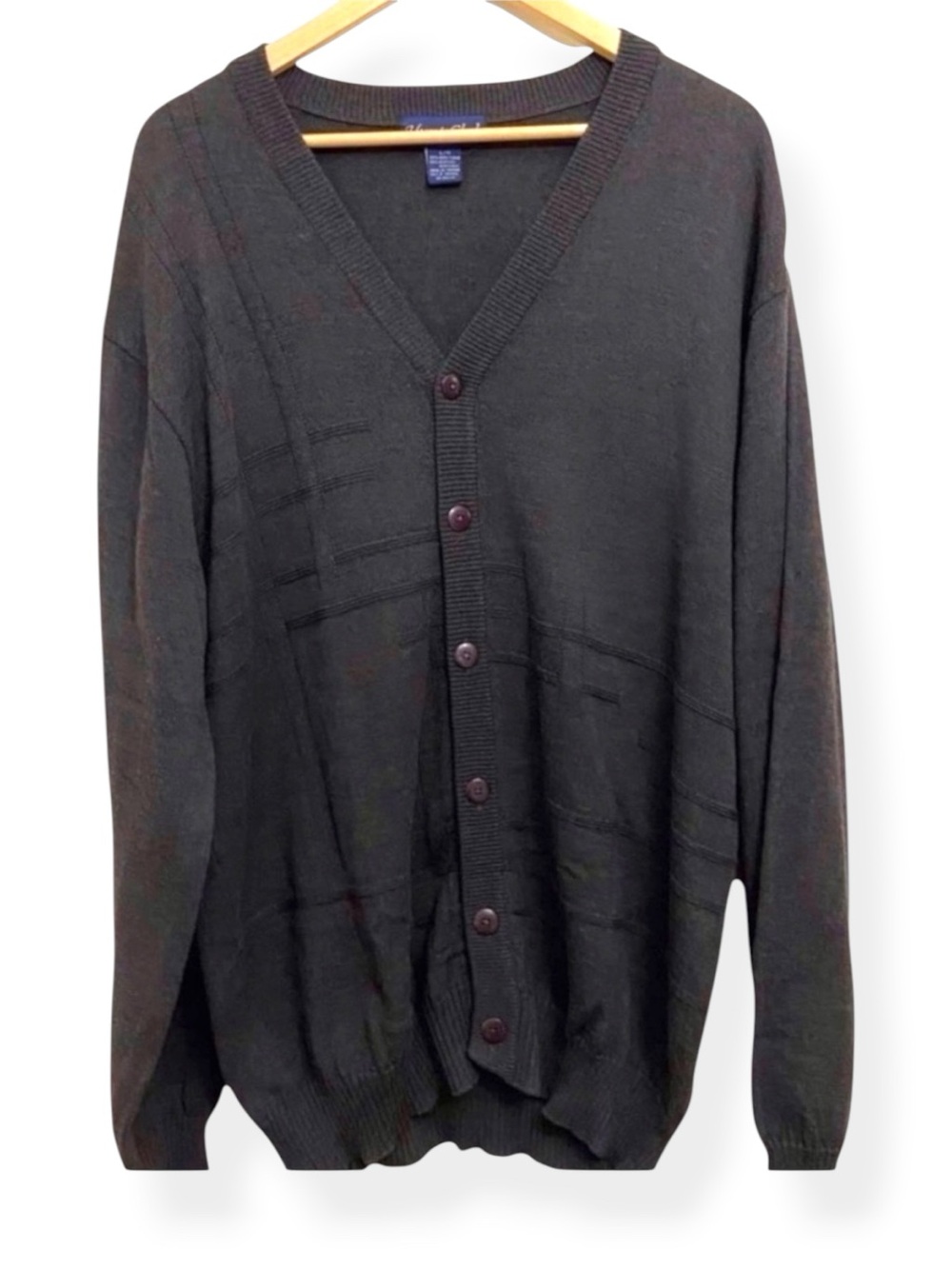 Hunt Club Vintage Charcoal Wool Blend Cardigan L Unisex Relaxed Heritage Knit
